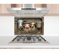 Myphotostation 90x60cm Farm Friends Portrait Glass Splashback for stove Tempered Glass Backsplash, Glass Backguards For Kitchen, Stove Wall Protector, Cooker Wall Panel, Stove Back Cover