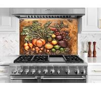 Myphotostation 90x76cm Bountiful Harvest Glass Splashback for stove Tempered Glass Backsplash, Glass Backguards For Kitchen, Stove Wall Protector, Cutting Board, Cooker Wall Panel