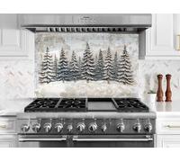Myphotostation 90x76cm Snowy Pine Tree Glass Splashback for stove Tempered Glass Backsplash, Glass Backguards For Stove Wall Protector, Cutting Board, Cooker Wall Panel, Stove Back Cover