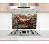 Myphotostation 90x76cmHorse Glass Splashback for stove Tempered Glass Backsplash, Glass Backguards For Kitchen, Stove Wall Protector, Cutting Board, Stove Back Cover