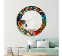 Myphotostation Colored Stained 20''Diameter Round Beveled Wall Mirror on Printed Tempered Glass, Bathroom Mirror, Ready to Hang, Circle Mirror, Round Wall Mirror