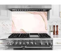 Myphotostation.com 20x20'' Tempered Glass Pink Marble Backsplash Design Cooker Wall Backsplash Panel Glass Splashback For Kitchen Panel Abstract Pink Splashback stove