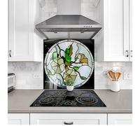Myphotostation.com 48Wx32H'' Tempered Glass Stained Backsplash Design Cooker Wall Backsplash Panel Glass Splashback For Kitchen Panel Design Stained Splashback Tile
