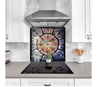 Myphotostation.com 60WX40H'' Tempered Glass Stained Backsplash Design Cooker Wall Backsplash Panel Glass Splashback For Kitchen Panel Design Stained Splashback