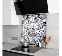 Myphotostation Diamond Glow Tempered Glass Backsplash 35.4Wx14H'' Abstract Splashback for Kitchen Wall Decor Bathroom Wall Protector Stove Backsplash Panel Tile Glass Splashback Kitchen
