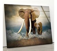 Myphotostation Elephant Wall Art Tempered Glass Wall Art 24x24'' Wild Animal Wall Art Modern Decor Glass Printing Large Wall Art Tempered Glass Panel African Elephant Wall Art Safari Wall Decor