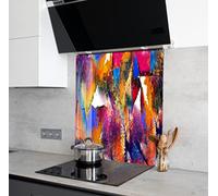 Myphotostation Oil Color Tempered Glass Backsplash 16x16'' Abstract Paint Splashback for Kitchen Decor Bathroom Wall Protector Stove Backsplash Panel Tile Glass Cooker Splashback