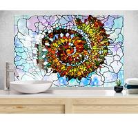 Myphotostation Stained Tile Tempered Glass Backsplash 30x35.5'' Fractal Splashback for Kitchen Decor Bathroom Wall Protector Stove Backsplash Panel Tile Glass Splashback
