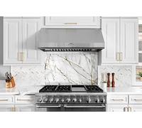 Myphotostation White and Gold Marble Tempered Glass Backsplash 16x16'' Abstract Splashback for Kitchen Wall Decor Bathroom Wall Protector Stove Backsplash Panel Tile Glass Splashback Kitchen