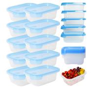 Mypicompany. Airtight Food Containers, 10 Pieces (10 x 500 ml), Microwave-Safe and Dishwasher Safe Plastic Containers with Blue Lids.