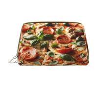 MyPiky 3d Pizza Pepperoni Print Cosmetic Bags,Leather Makeup Bag Small For Purse,Cosmetic Pouch,Toiletry Clutch For Women Travel, 3D Pizza Pepperoni, One Size