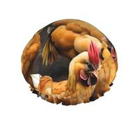 MyPiky A Brood Of Chickens Print Shower Cap,Elastic And Reusable Bath Hair Hat For Long Hair,Large Waterproof Shower Bonnet,For Women Men Kids