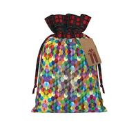 MyPiky Abstract Color Cubes Purple Print Drawstring Christmas Gift Bags Gift Wrap Bags Candy Storage Bag Reusable 4.7x6.9 Inch Party