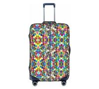 MyPiky Abstract Color Cubes Purple Print Luggage Cover Suitcase Protector Travel Suitcase Cover For Kid And Adult Fits 18-32 Inch, White, L