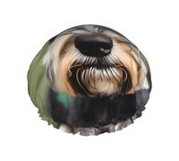 MyPiky Adorable Schnauzer Print Shower Cap,Elastic And Reusable Bath Hair Hat For Long Hair,Large Waterproof Shower Bonnet,For Women Men Kids