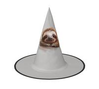 MyPiky Adorable Sloth Print Carnival Halloween Witch Hat Costume Lightweight Cap For Parties Cosplay, Black, 2 PCS