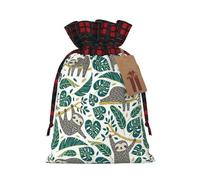 MyPiky Adorable Sloth Print Christmas Drawstring Gift Bags,Drawstring Bag,Xmas Christmas Bags Party Storage Bags Reusable