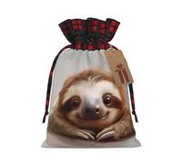MyPiky Adorable Sloth Print Christmas Drawstring Gift Bags,Drawstring Bag,Xmas Christmas Bags Party Storage Bags Reusable