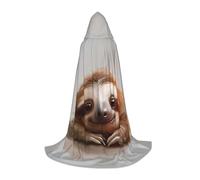 MyPiky Adorable Sloth Print Unisex Hooded Comfortable Cloak Gothic Halloween Cosplay Carnival Vampire Themes, Black, Large