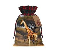 MyPiky Africa Giraffe Majestic Tree Print Christmas Drawstring Gift Bags,Drawstring Bag,Xmas Christmas Bags Party Storage Bags Reusable