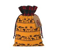 MyPiky African Animals Print Christmas Drawstring Gift Bags,Drawstring Bag,Xmas Christmas Bags Party Storage Bags Reusable