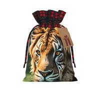 MyPiky African Animals Printing Christmas Drawstring Gift Bags Xmas Holiday Reusable Needs Wrapping Present Bags