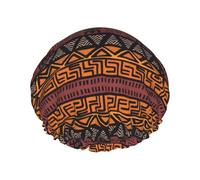 MyPiky African Mud Cloth Tribal Print Shower Cap,Elastic And Reusable Bath Hair Hat For Long Hair,Large Waterproof Shower Bonnet,For Women Men Kids