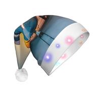 MyPiky Aircraft Plane At Sunsets Print Christmas Led Hat For Men And Women Festive Halloween New Year Party Accessory