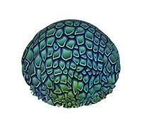 MyPiky Alligator Skin Print Shower Cap,Elastic And Reusable Bath Hair Hat For Long Hair,Large Waterproof Shower Bonnet,For Women Men Kids
