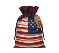 MyPiky American Flag Patriotic Print Christmas Drawstring Gift Bags,Drawstring Bag,Xmas Christmas Bags Party Storage Bags Reusable