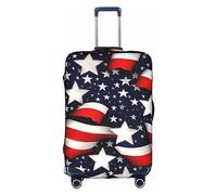 MyPiky American Flag Stars Stripes Print Luggage Cover Suitcase Protector Travel Suitcase Cover For Kid And Adult Fits 18-32 Inch, White, L