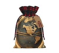 MyPiky Ancient World Globe Print Drawstring Christmas Gift Bags Gift Wrap Bags Candy Storage Bag Reusable 4.7x6.9 Inch Party