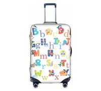 MyPiky Animal Alphabet Print Elastic Luggage Cover Colorful Travel Spandex Fit for 18-28 Inch Luggage White S White Small, White, S