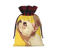 MyPiky Animal Dog French Bulldog Print Christmas Drawstring Gift Bags,Drawstring Bag,Xmas Christmas Bags Party Storage Bags Reusable