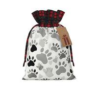 MyPiky Animal Paw Print Print Christmas Drawstring Gift Bags,Drawstring Bag,Xmas Christmas Bags Party Storage Bags Reusable