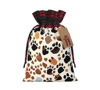 MyPiky Animal Paw Printed Print Christmas Drawstring Gift Bags,Drawstring Bag,Xmas Christmas Bags Party Storage Bags Reusable