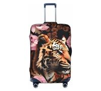 MyPiky Animal Tiger Leopard Print Rose Flower Print Luggage Cover Suitcase Protector Travel Suitcase Cover For Kid And Adult Fits 18-32 Inch, White, M