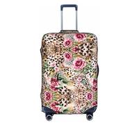MyPiky Animal Tiger Leopard Print Rose Flower Print Luggage Cover Suitcase Protector Travel Suitcase Cover For Kid And Adult Fits 18-32 Inch, White, XL