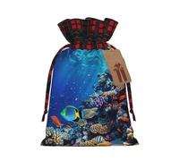 MyPiky Aquatic Sea Animal Print Christmas Drawstring Gift Bags,Drawstring Bag,Xmas Christmas Bags Party Storage Bags Reusable