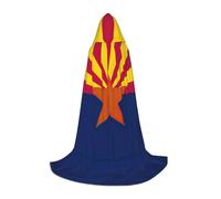 MyPiky Arizona State Flag Print Unisex Hooded Comfortable Cloak Gothic Halloween Cosplay Carnival Vampire Themes, Black, S
