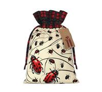 MyPiky Art Ladybug Print Drawstring Christmas Gift Bags Gift Wrap Bags Candy Storage Bag Reusable 4.7x6.9 Inch Party