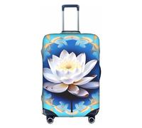 MyPiky Asian Lotu’s Flowers Print Luggage Cover Suitcase Protector Travel Suitcase Cover For Kid And Adult Fits 18-32 Inch, White, L