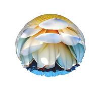 MyPiky Asian Lotuâ€˜s Pattern Print Shower Cap,Elastic And Reusable Bath Hair Hat For Long Hair,Large Waterproof Shower Bonnet,For Women Men Kids