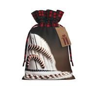 MyPiky Baseball Lace Close Up Print Christmas Drawstring Gift Bags,Drawstring Bag,Xmas Christmas Bags Party Storage Bags Reusable