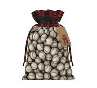 MyPiky Baseball Printing Christmas Drawstring Gift Bags Xmas Holiday Reusable Needs Wrapping Present Bags