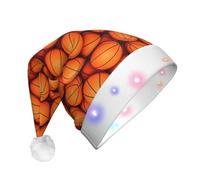 MyPiky Basketball Orange Print Christmas Led Hat For Men And Women Festive Halloween New Year Party Accessory