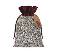 MyPiky Beach Stones Pattern Print Christmas Drawstring Gift Bags,Drawstring Bag,Xmas Christmas Bags Party Storage Bags Reusable