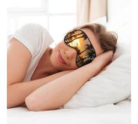 MyPiky Beach Sunrise and Backlit Palm Trees Print Soft Eye Mask for Sleep Mask Sleep Eye Mask for Women Men Sleeping Sleeping Travel, Black