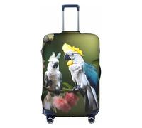 MyPiky Beautiful Cockatoo Bird Flower Print Luggage Cover Suitcase Protector Travel Suitcase Cover For Kid And Adult Fits 18-32 Inch, White, M