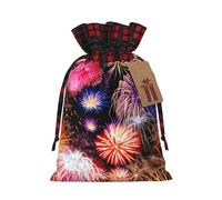 MyPiky Beautiful Fireworks Print Christmas Drawstring Gift Bags,Drawstring Bag,Xmas Christmas Bags Party Storage Bags Reusable